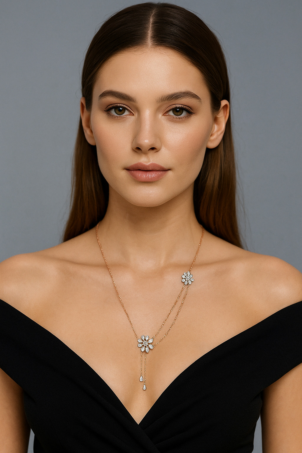 Solid Gold Diamond Necklace | 14K 18K Real Natural Diamonds | IGI Certified Elegant Necklace