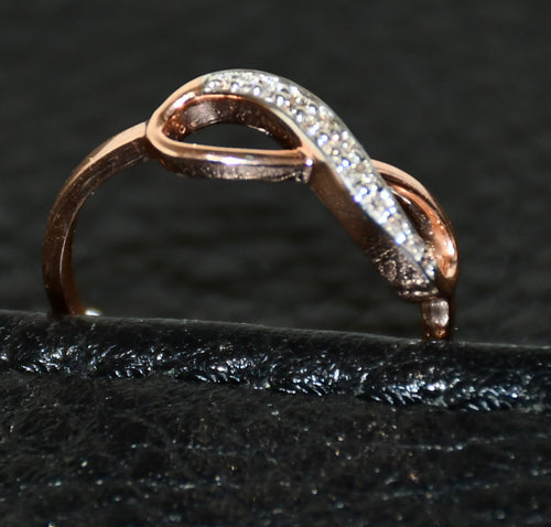 Infinity Diamond Ring, 14K 18K Solid Gold, Natural Promise Wedding Band