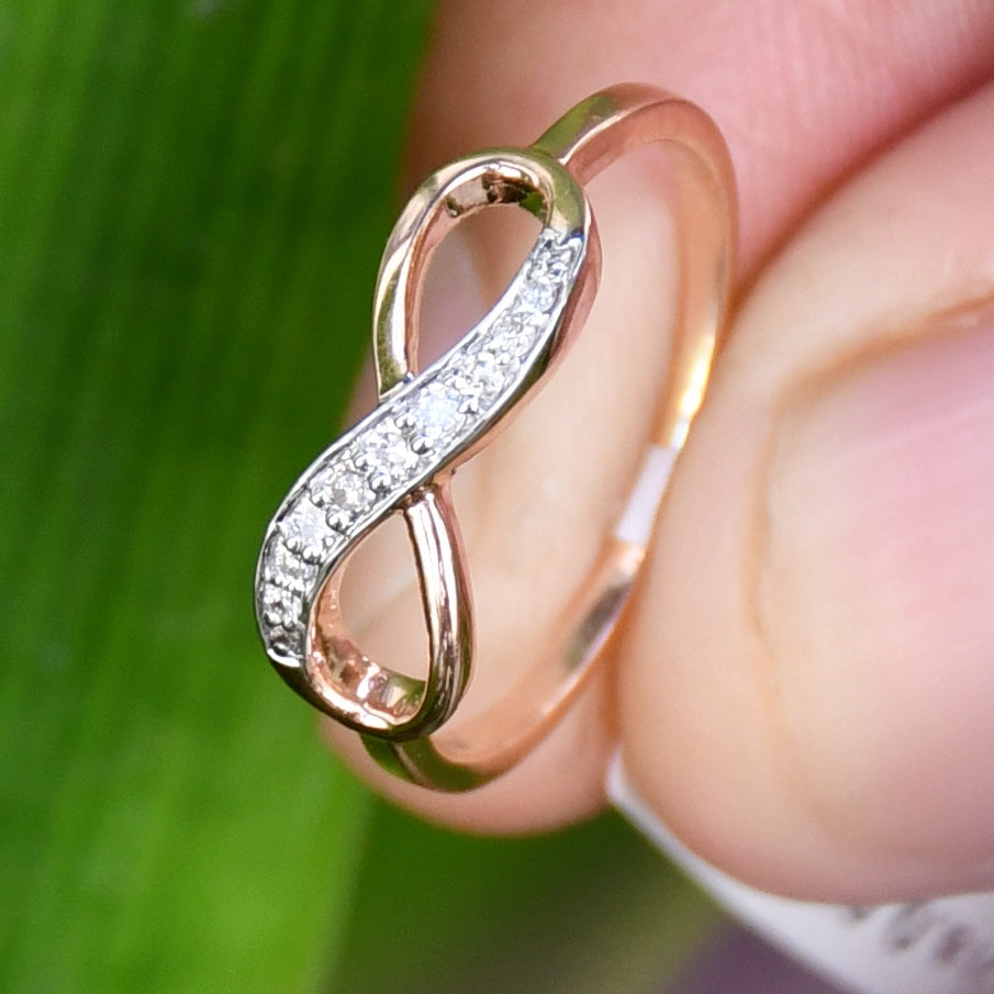 Infinity Diamond Ring, 14K 18K Solid Gold, Natural Promise Wedding Band