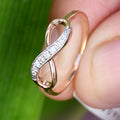 Infinity Diamond Ring, 14K 18K Solid Gold, Natural Promise Wedding Band