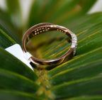 Solid Gold Diamond Twist Ring, Pave Crossover Band, Rose Gold Wedding Band