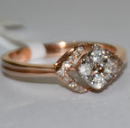 Solid Gold Cushion Halo Diamond Engagement Ring, Rose Bridal Promise Ring