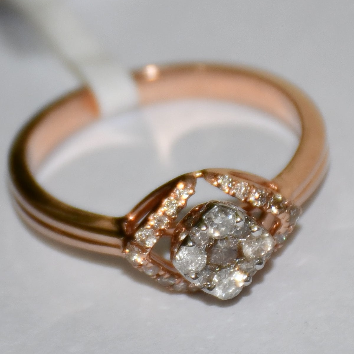 Solid Gold Cushion Halo Diamond Engagement Ring, Rose Bridal Promise Ring