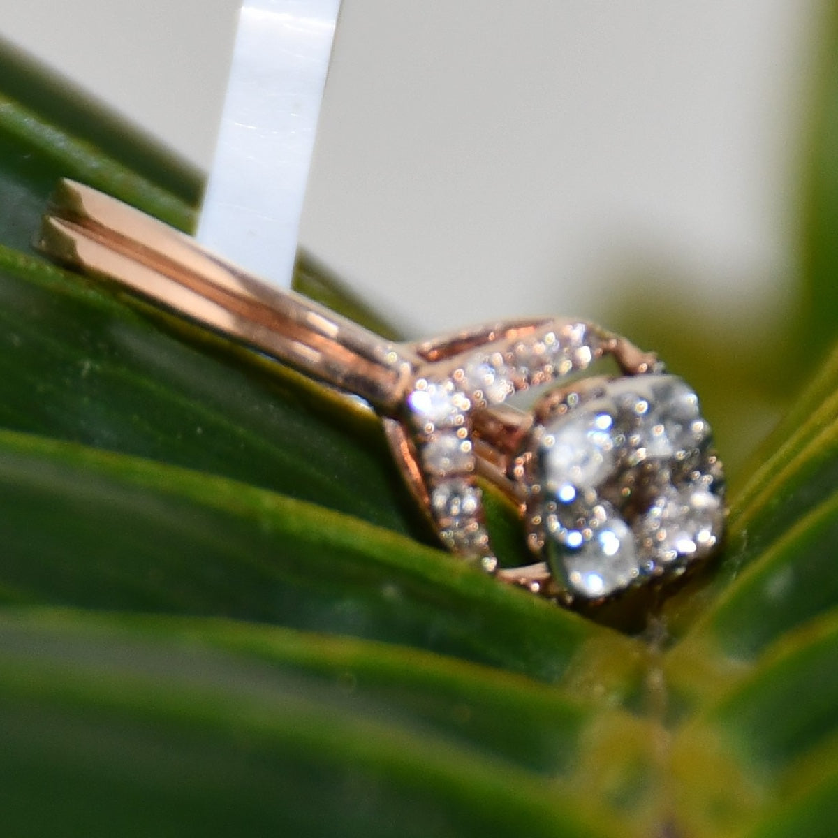Solid Gold Cushion Halo Diamond Engagement Ring, Rose Bridal Promise Ring