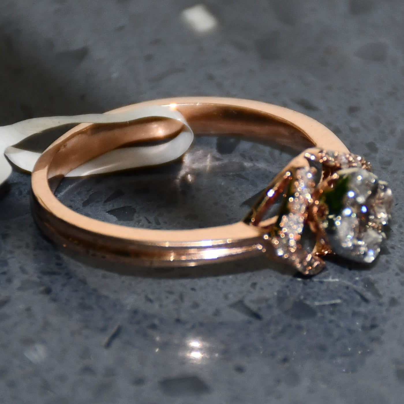 Solid Gold Cushion Halo Diamond Engagement Ring, Rose Bridal Promise Ring