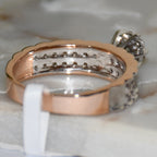 14K 18K Solid Gold Floral Diamond Cluster Engagement Ring, Wide Band Wedding Ring