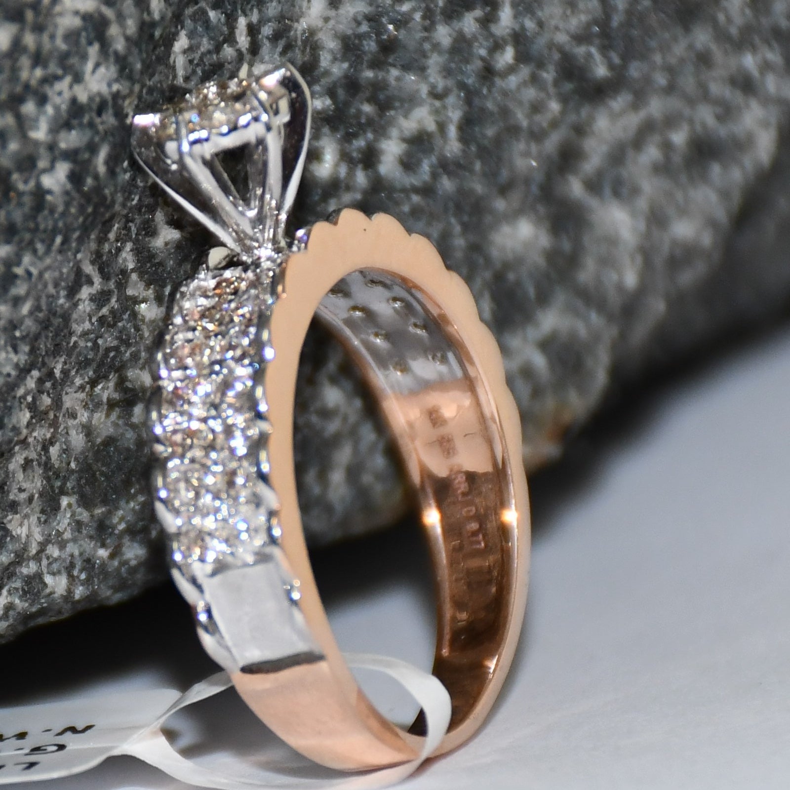 14K 18K Solid Gold Floral Diamond Cluster Engagement Ring, Wide Band Wedding Ring