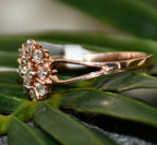 Floral Diamond Cluster Ring, 14K 18K Solid Gold, Vintage Style Flower Ring