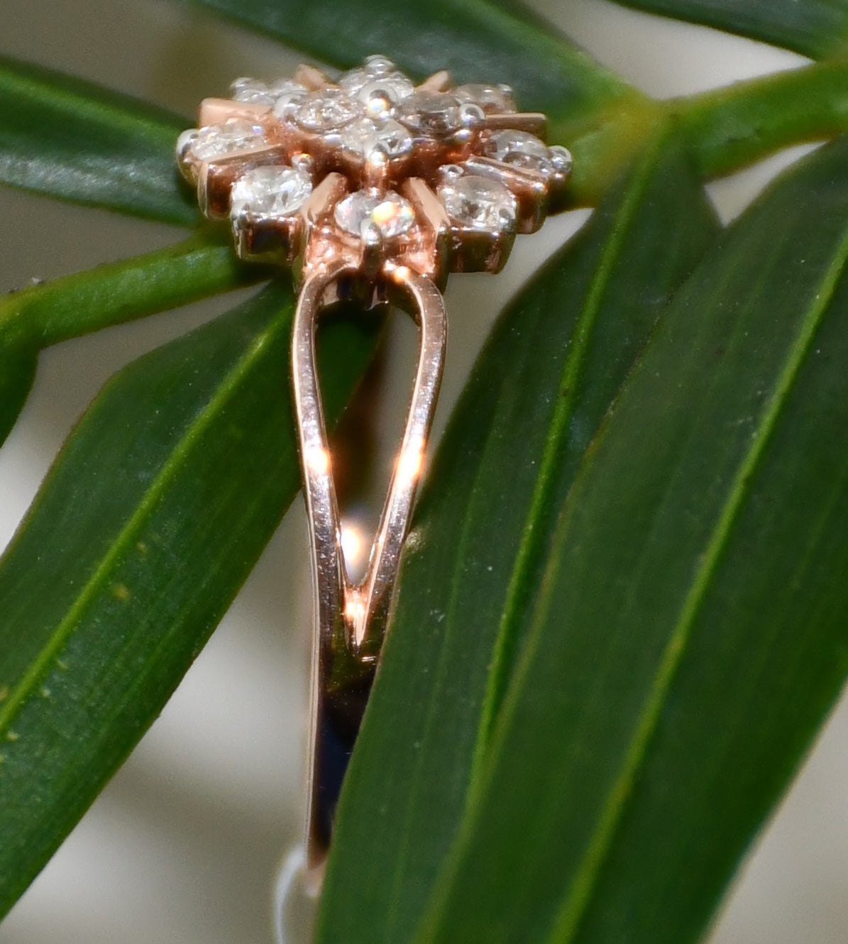 Floral Diamond Cluster Ring, 14K 18K Solid Gold, Vintage Style Flower Ring