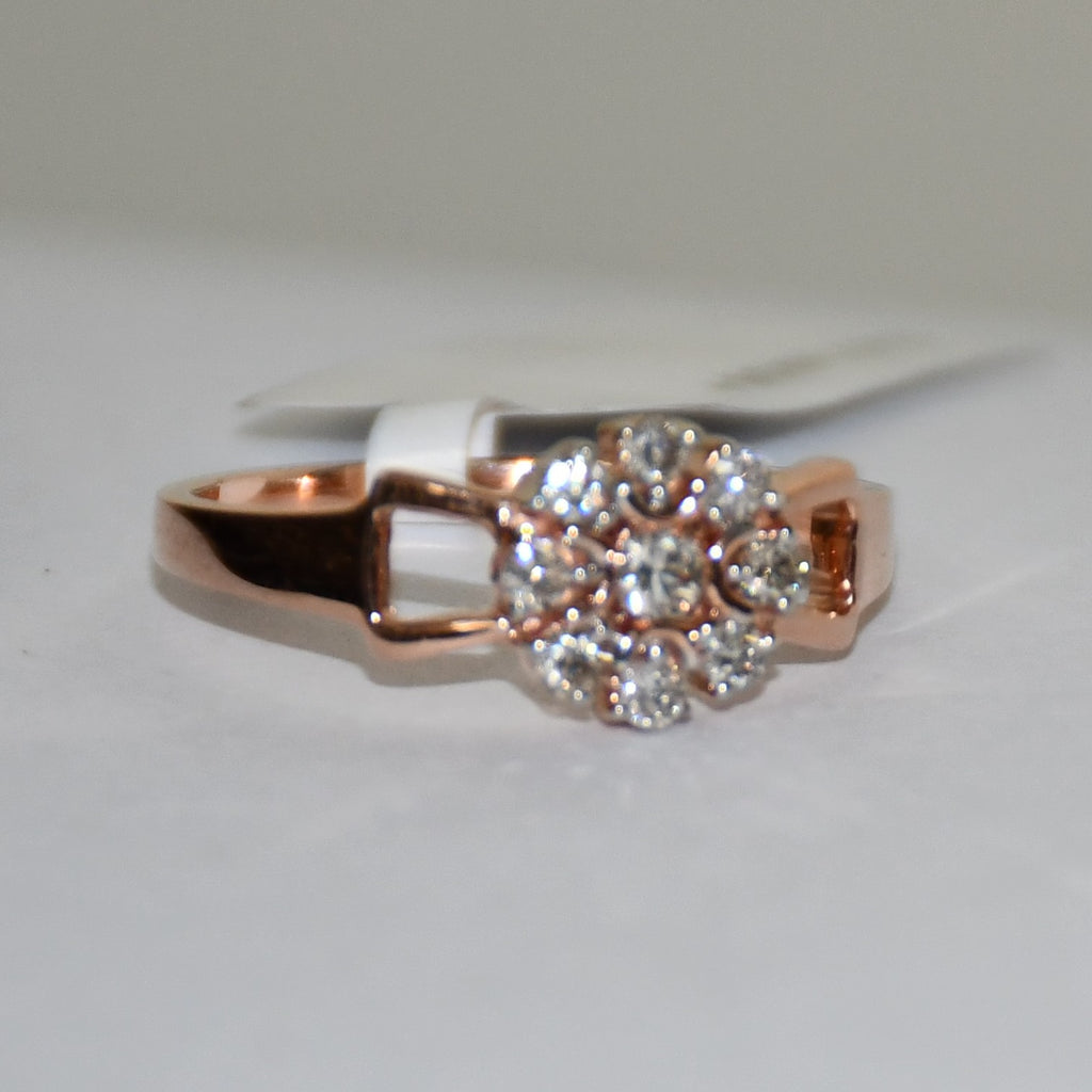 14K 18K Solid Gold Floral Diamond Cluster Ring, Vintage Inspired Rose Engagement Ring