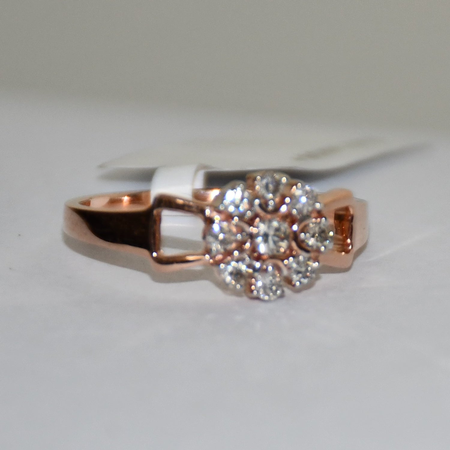 14K 18K Solid Gold Floral Diamond Cluster Ring, Vintage Inspired Rose Engagement Ring
