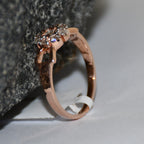 14K 18K Solid Gold Floral Diamond Cluster Ring, Vintage Inspired Rose Engagement Ring