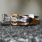 14K 18K Solid Gold Floral Diamond Cluster Ring, Split Shank Engagement Wedding Band