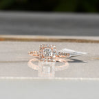 Solid Gold Square Halo Diamond Engagement Ring, Rose Gold Promise Bridal Jewelry