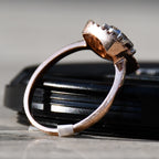 Solid Gold Cushion Halo Engagement Ring, Natural Diamond Bridal Promise Ring