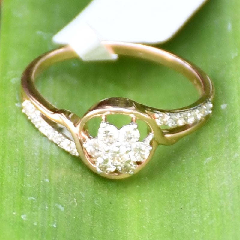 14K 18K Solid Gold Flower Diamond Engagement Ring, Pave Bridal Band Her