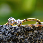 14K Solid Gold Two Stone Diamond Ring – Minimalist Promise Ring