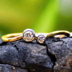 14K Solid Gold Two Stone Diamond Ring – Minimalist Promise Ring