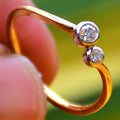 14K Solid Gold Two Stone Diamond Ring – Minimalist Promise Ring