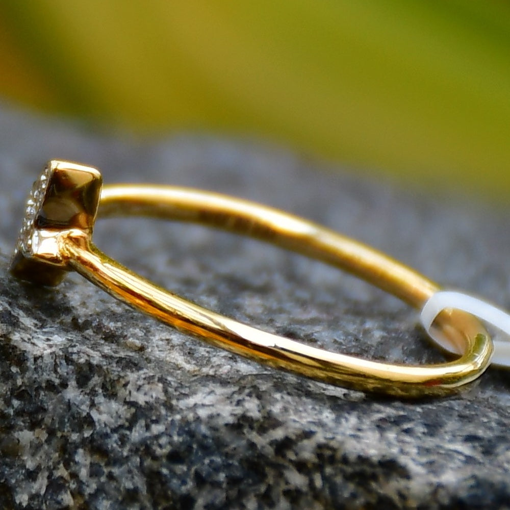 Solid Gold Butterfly Ring, Natural Diamond Stacking Ring, Minimalist Fine Jewelry