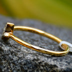 Solid Gold Butterfly Ring, Natural Diamond Stacking Ring, Minimalist Fine Jewelry