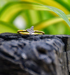 Solid Gold Butterfly Ring, Natural Diamond Stacking Ring, Minimalist Fine Jewelry