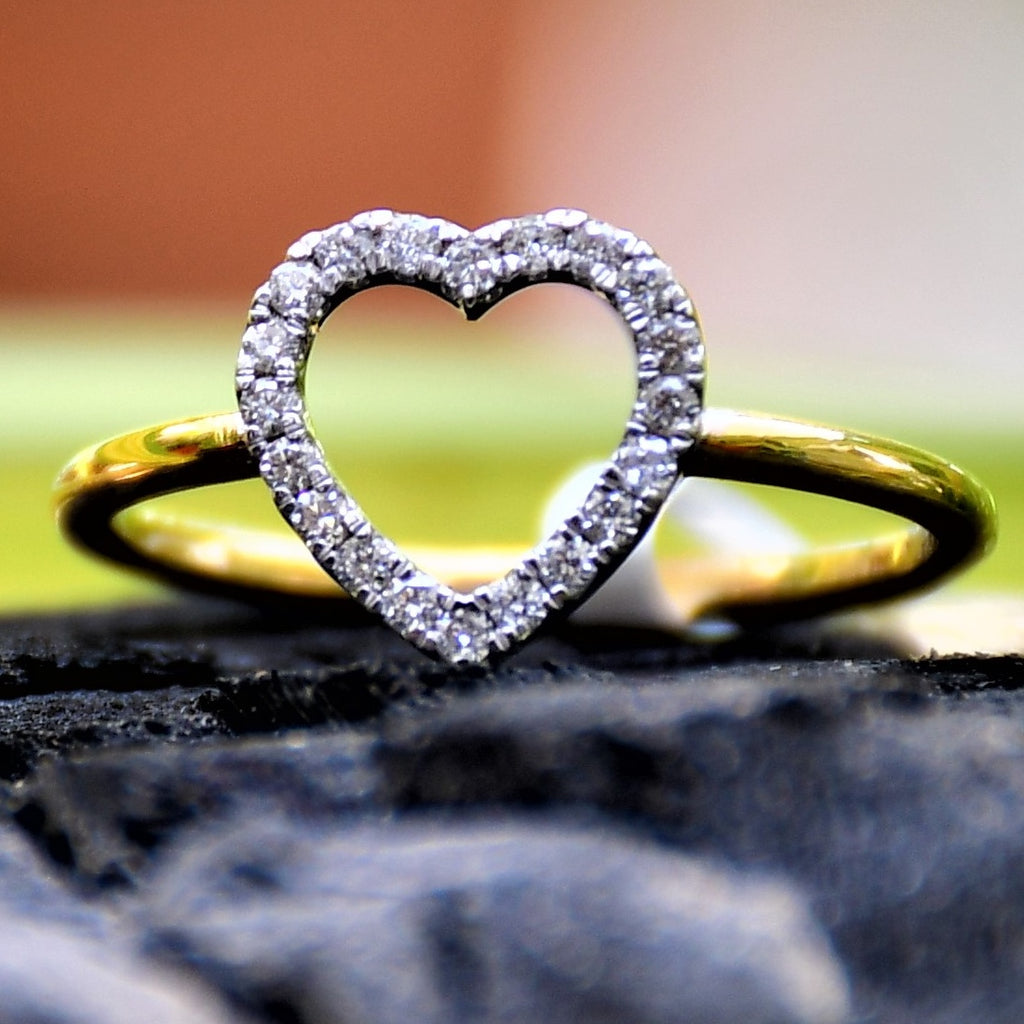 Solid Gold Diamond Heart Ring, Dainty Stacking Promise Ring, Anniversary Gift for Her