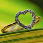 Solid Gold Diamond Heart Ring, Dainty Stacking Promise Ring, Anniversary Gift for Her