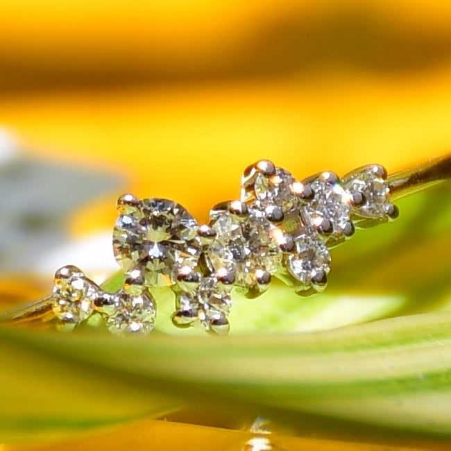 14K/18K Solid Gold Floral Diamond Cluster Ring | Dainty Minimalist Band, IGI Certified
