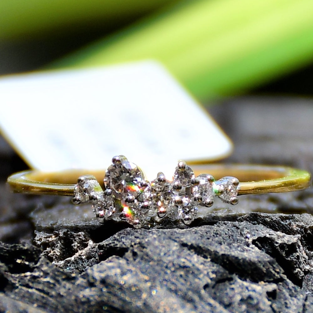 14K/18K Solid Gold Floral Diamond Cluster Ring | Dainty Minimalist Band, IGI Certified