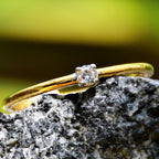 Minimalist Solitaire Diamond Ring | 14K 18K Solid Gold, IGI Certified Natural Diamond