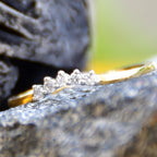 14K Gold Diamond Crown Ring, Curved Wedding Band, Stacking Ring