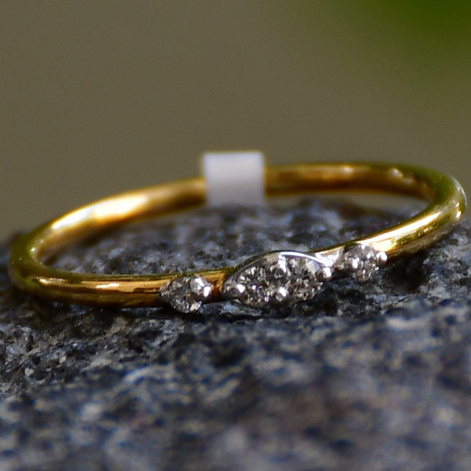 14K Solid Gold Marquise Diamond Ring – Dainty Promise Stacking Band