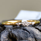 14K Solid Gold Marquise Diamond Ring – Dainty Promise Stacking Band