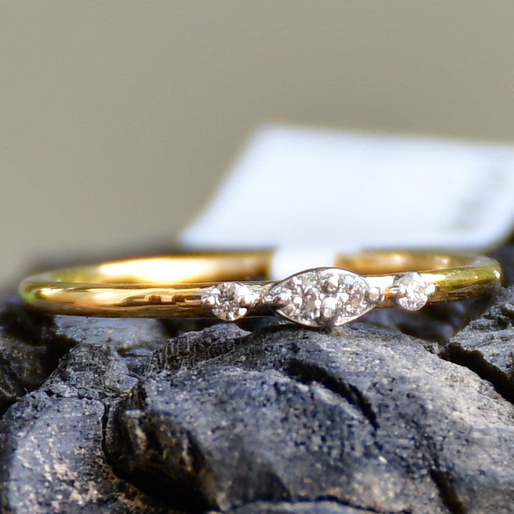 14K Solid Gold Marquise Diamond Ring – Dainty Promise Stacking Band