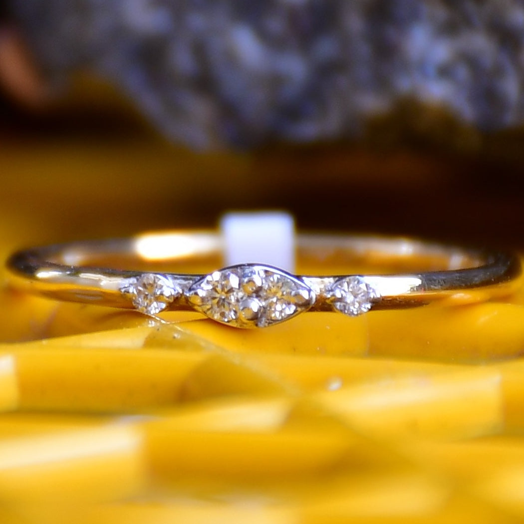 14K Solid Gold Marquise Diamond Ring – Dainty Promise Stacking Band