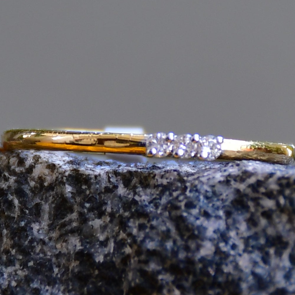 14K Gold  Diamond Cluster Ring – Dainty Promise Band