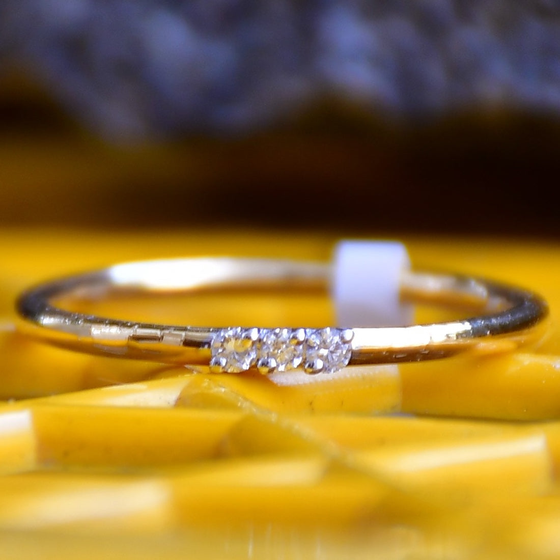 14K Gold  Diamond Cluster Ring – Dainty Promise Band