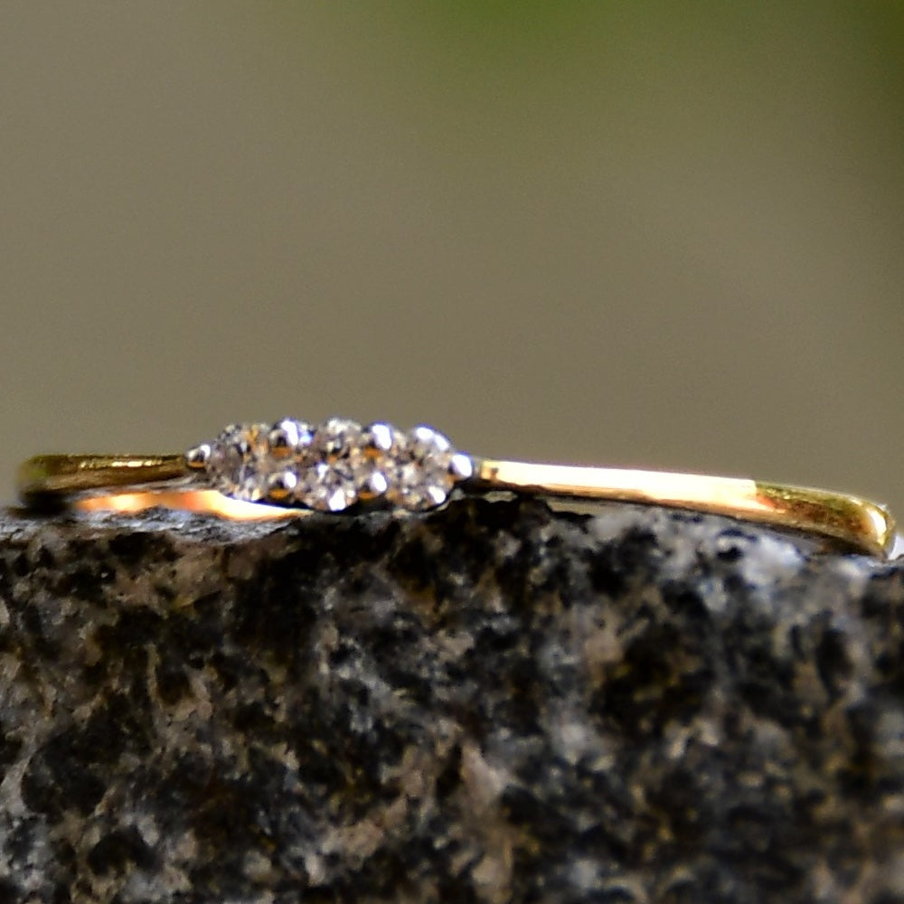 14K Gold Natural Diamond Cluster Ring – Dainty Promise Ring