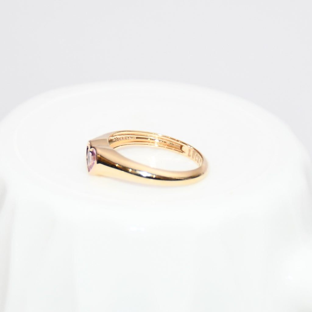 Natural Pink Sapphire Heart Ring | 14K Solid Gold Promise Ring