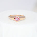 Natural Pink Sapphire Heart Ring | 14K Solid Gold Promise Ring