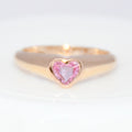 Natural Pink Sapphire Heart Ring | 14K Solid Gold Promise Ring