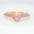 Natural Pink Sapphire Heart Ring | 14K Solid Gold Promise Ring