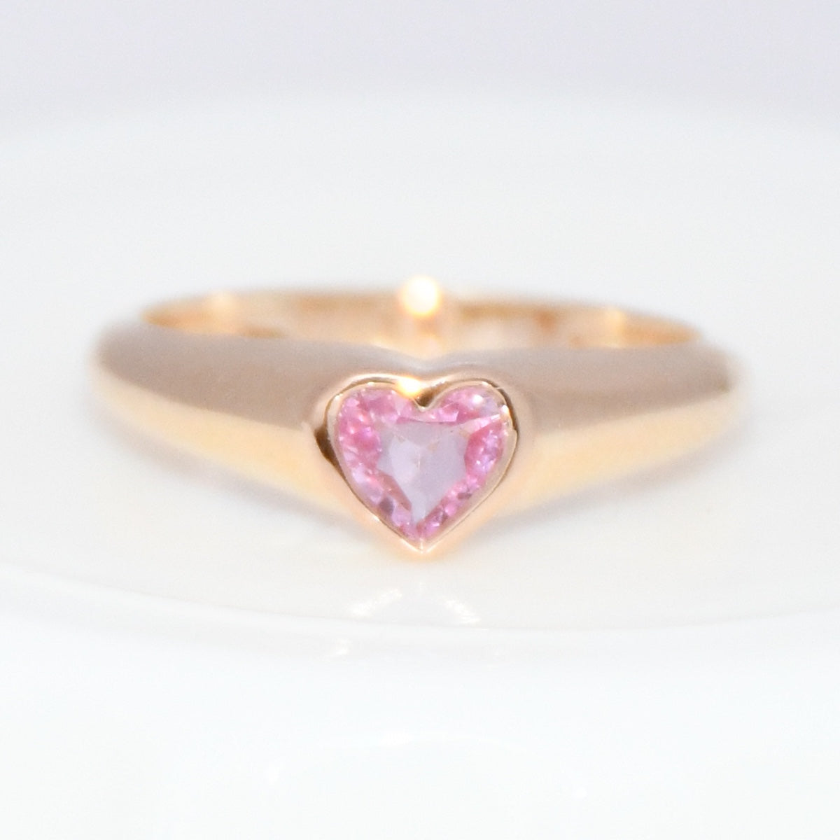 Natural Pink Sapphire Heart Ring | 14K Solid Gold Promise Ring
