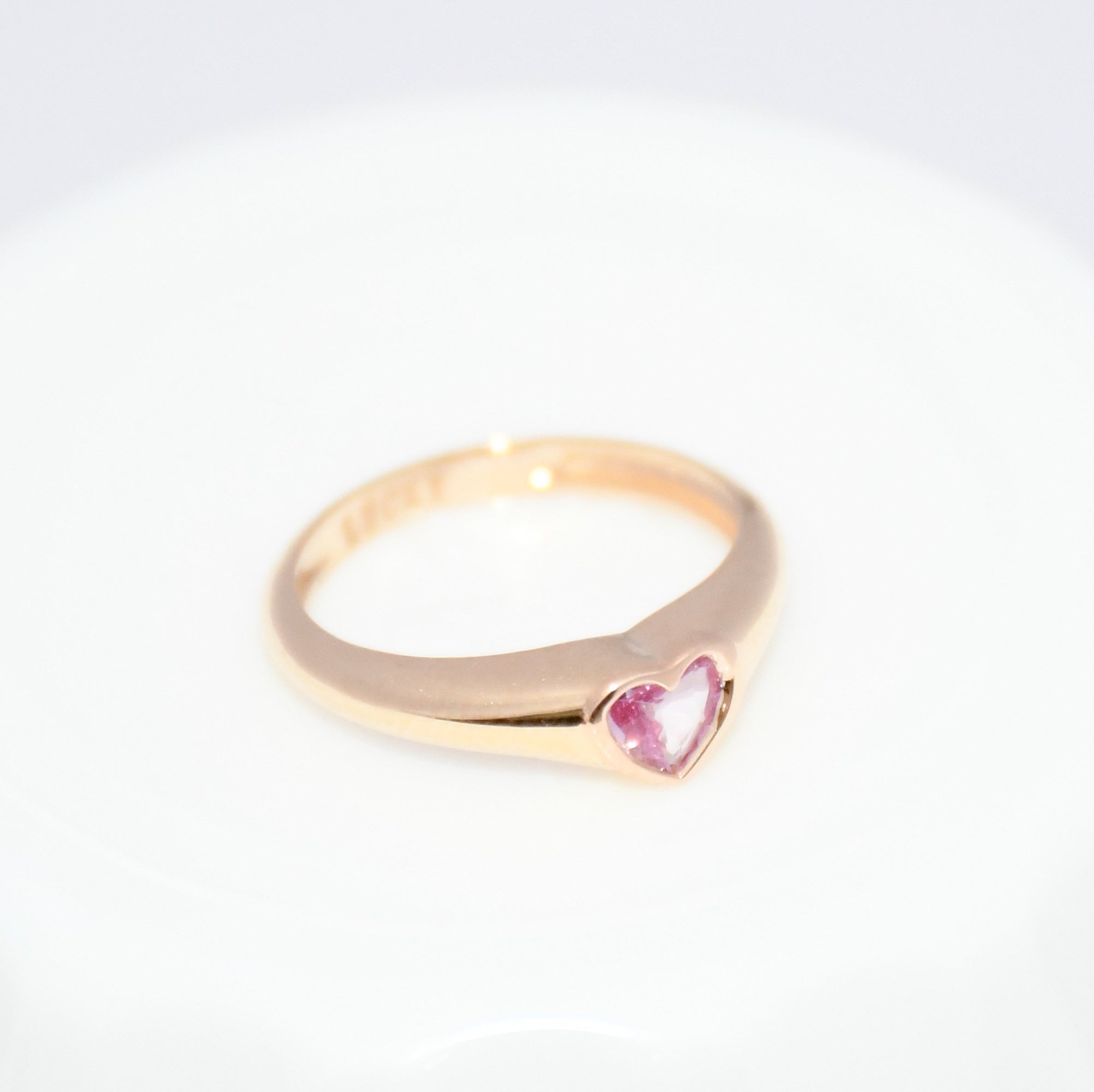 Natural Pink Sapphire Heart Ring | 14K Solid Gold Promise Ring