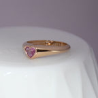 Natural Pink Sapphire Heart Ring | 14K Solid Gold Promise Ring