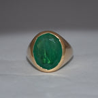 14K Gold Oval Emerald Ring | Handmade May Birthstone Statement Jewelry