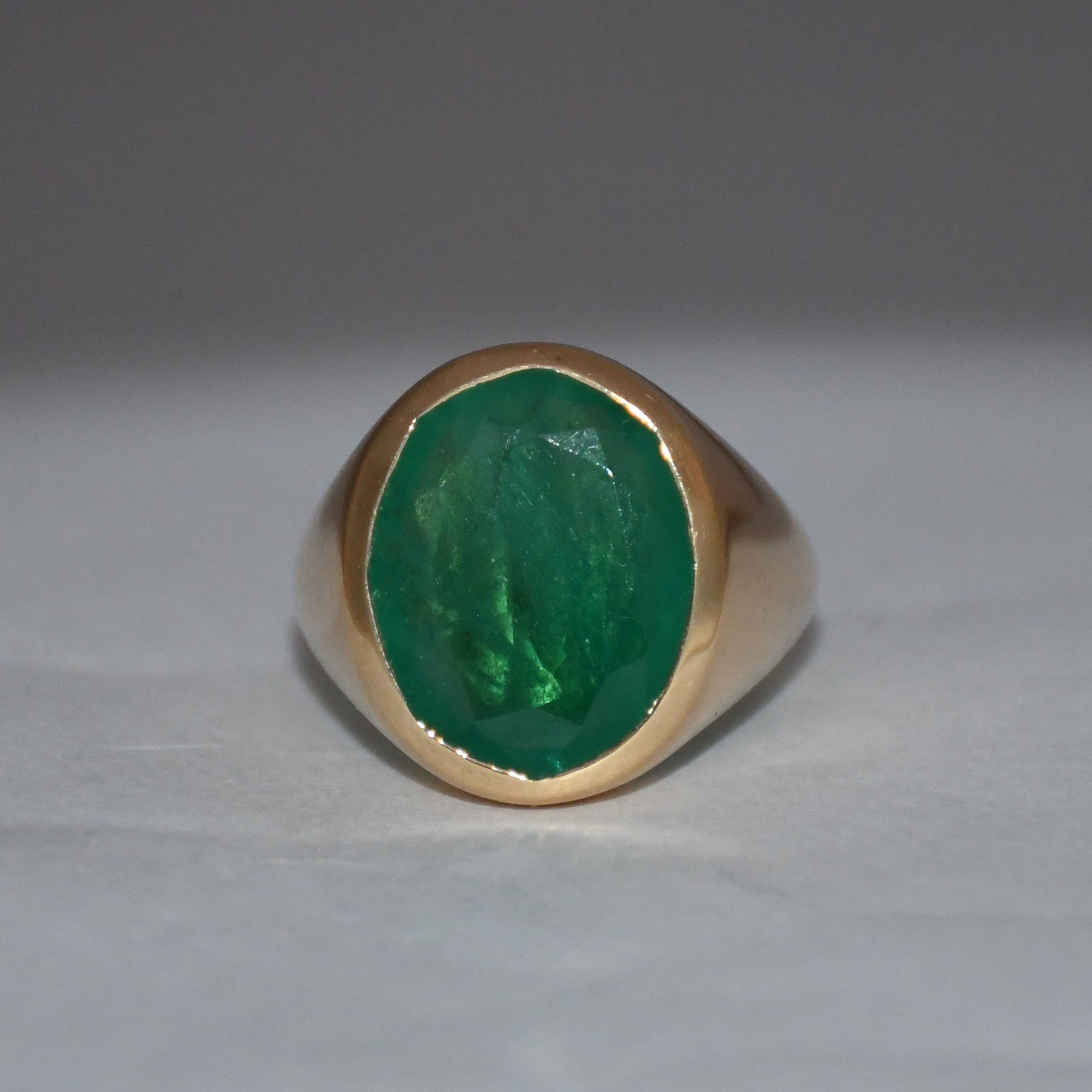 14K Gold Oval Emerald Ring | Handmade May Birthstone Statement Jewelry