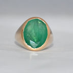 14K Gold Oval Emerald Ring | Handmade May Birthstone Statement Jewelry