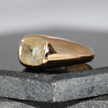 Natural Yellow Sapphire Ring | 14K Solid Gold Minimalist Signet
